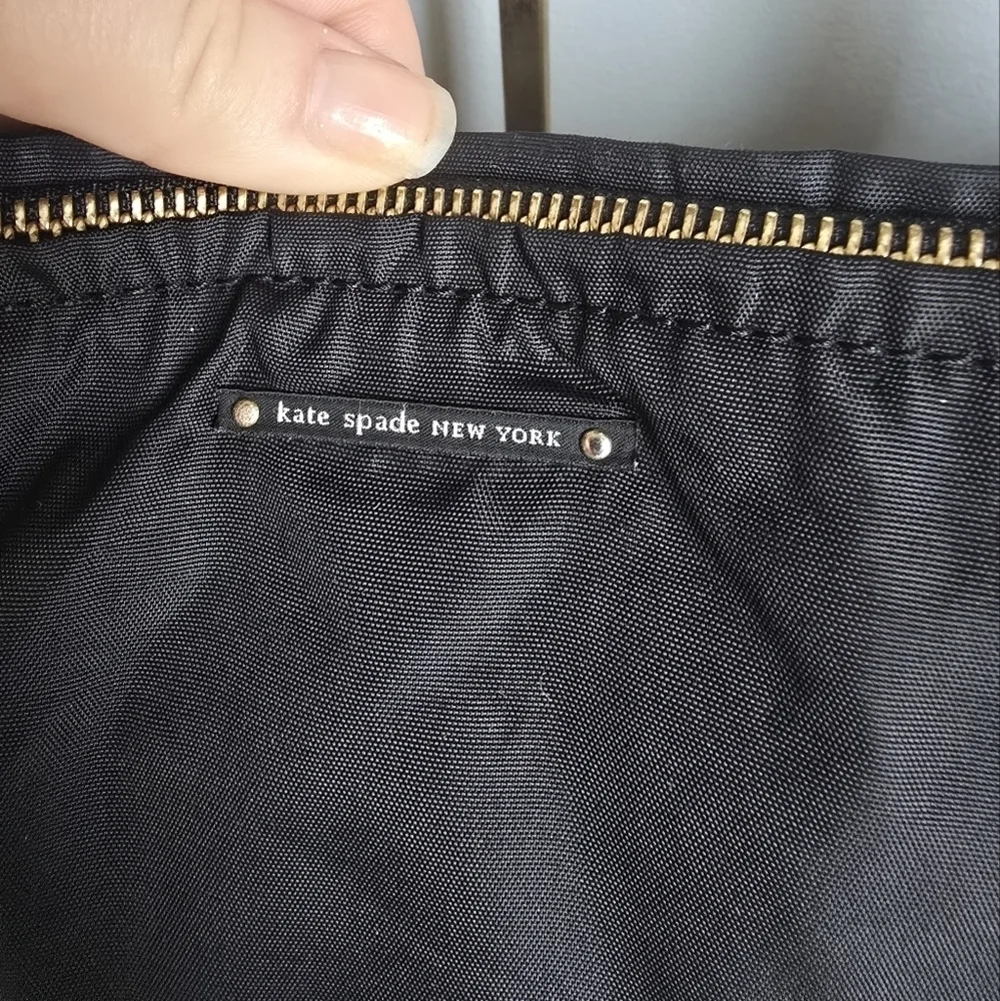 Kate Spade New York, Black Nylon Leather Strap Shoulder Hobo Bag Handbag Purse